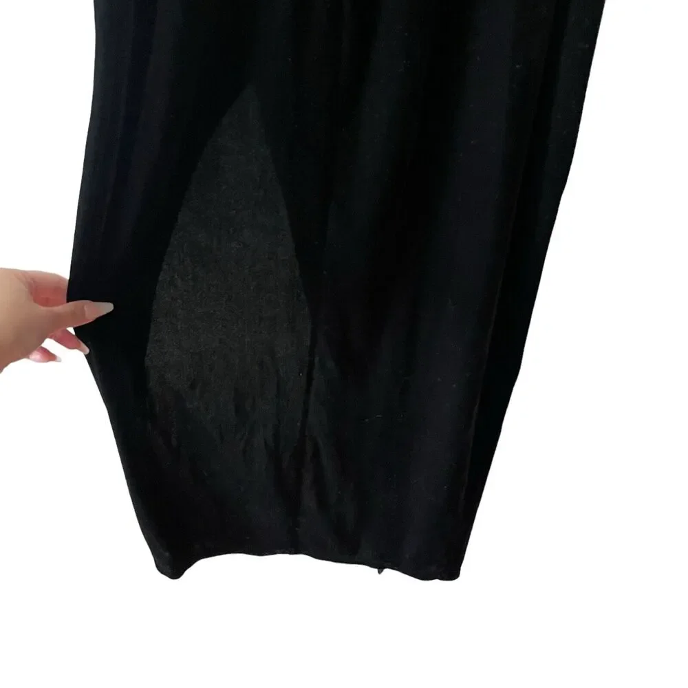 Lulus XL My Dream Come True Velvet Strapless Maxi Dress Black Slit Long - Picture 13 of 13